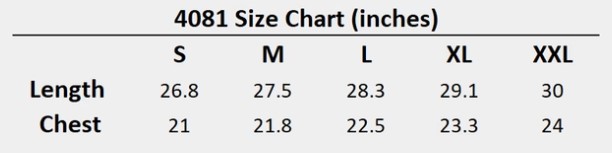Size Chart (Inches)